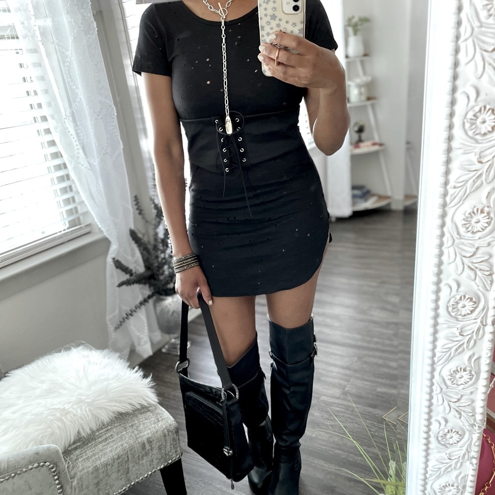 Sexy Black Corset Mini Dress